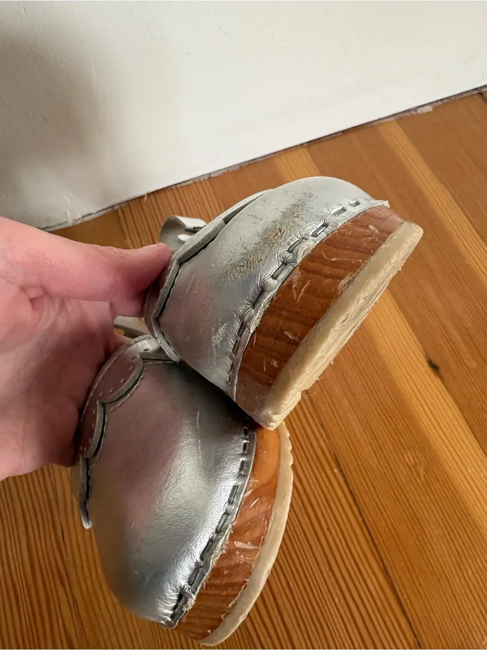 Girls' Silver Metallic Mary Jane Clog Sandals
